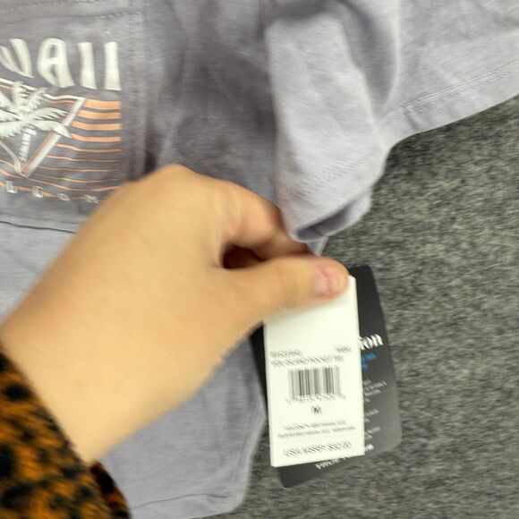 New Volcom Cropped T-Shirt Women M Medium Gray Crew Neck Short Sleeve Casual - Picture 4 of 5